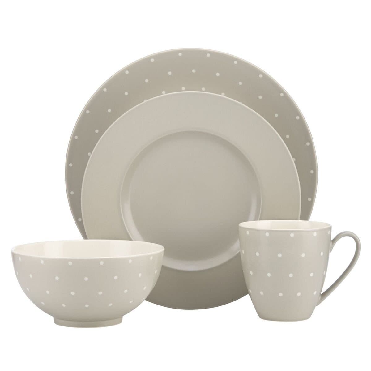 kate spade new york Larabee Dot Dinnerware Set - Grey - 4 pc