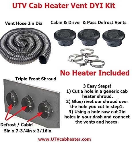 UTV cab heater vent kit (No Heater Included)