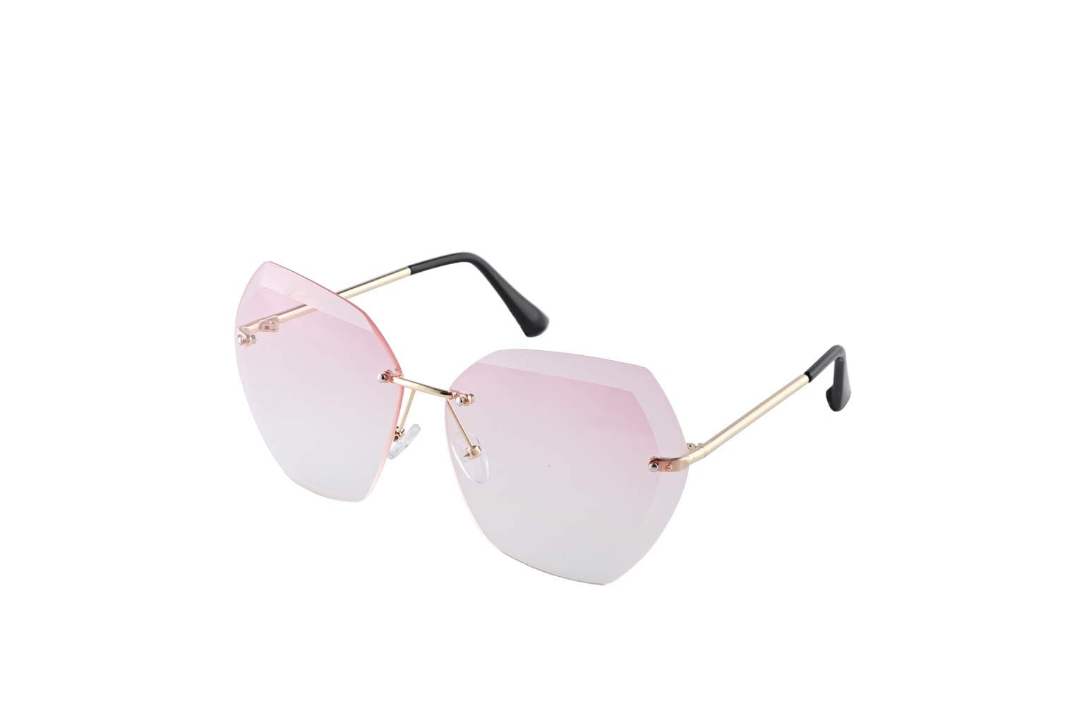 EXEcharge New Oversized Rimless Gradient Diamond Cutting Lens Sunglasses