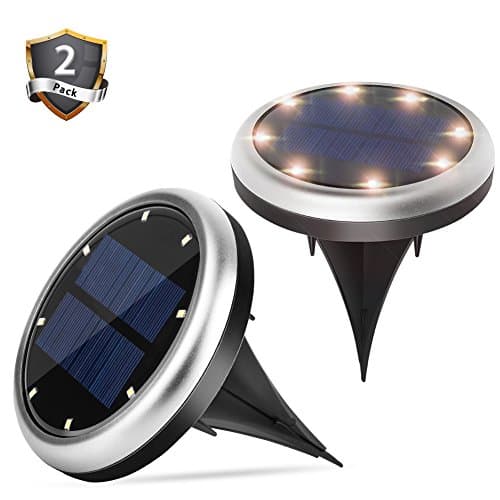 Solar Lights Outdoor, GRESAHOM Spotlight LED Garden Ground Light 60 Hours Working Landscape lighting, Yard, Driveway, Lawn,Channel,Pathway Lights White/Warm White Upgraded Version Waterproof (2 PACK)