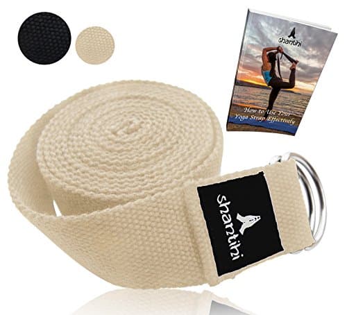 Shantihi Yoga Strap for Stretching – Super Soft Adjustable Poly Cotton Stretch Strap with D-Ring Buckle. Yoga Accessories for Exercise, Pilates, Fitness, Therapy. 8Ft.