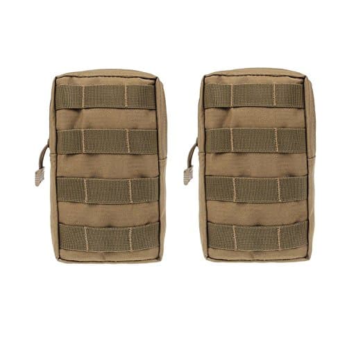 ALTTIMERY 2-Pack Tactical Molle EDC Utility Pouch Compact Water-resistant Gadget Tool Bag (Khaki)