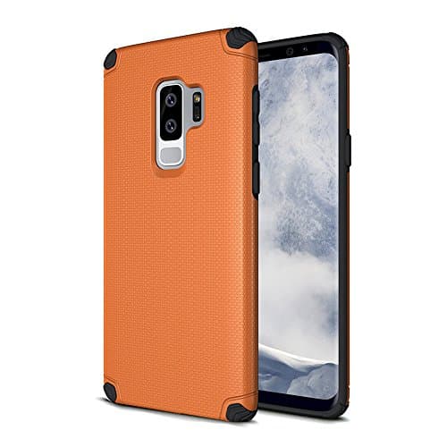 Galaxy S9 Plus Case, ClarksZone Slim Soft Silicone TPU Edge+PC Hard Back Anti-Shock&Skid-proof High Impact Resistant Protective Cover Case for Samsung Galaxy S9+ Plus 6.2 inch- Orange