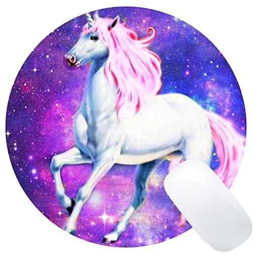 Luckcac Round Mouse Pad Customized Design, Magic Galaxy Unicorn