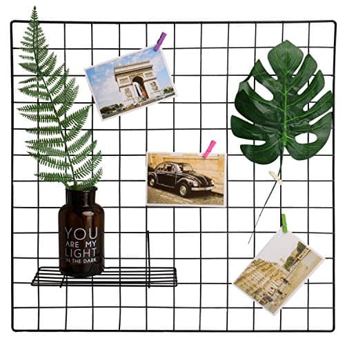 Ren Chang Metal Grid Panel,Grid Photo Wall,Wire Mesh Display Shelf Basket for Photo/Picture/Art/Decoration Hanging Storage,Sculptural Frames & Holders,2 Packs,23.6'' x 23.6''