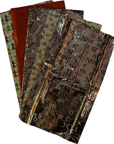 silver Christmas Tissue Paper, Hologram printed & Solid, assorted designs, 50 Sheets