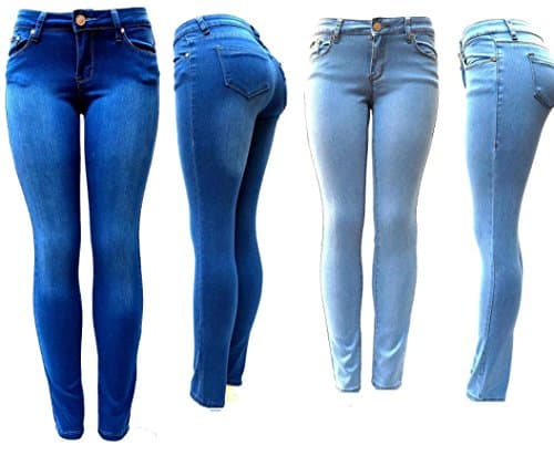 GESO J&C Premium Blue/Dark Blue Soft Stretch Women's Denim Jeans Skinny Leg Pants