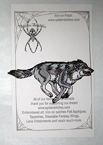 Running Timber Grey Wolf Iron on Patch