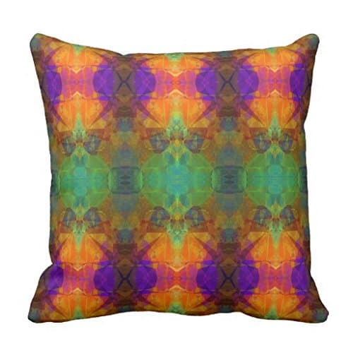 Abstract Blue Green Purple Orange Mosaic Pattern Throw Pillow Case