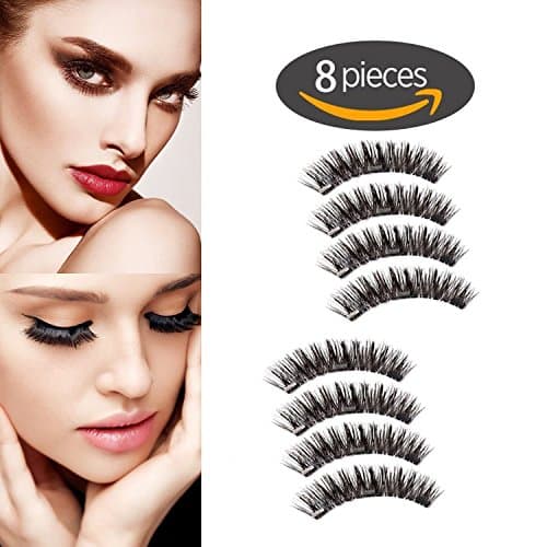 Magnet Eyelashes-Dual Magnetic False Eyelashes with NO GLUE 3D Fiber Reusable Best Fake Lashes Extension for Natural Look,Perfect for Deep Set Eyes (-2 Pair/8 Pieces) (DUAL-FULL SZIE 01)