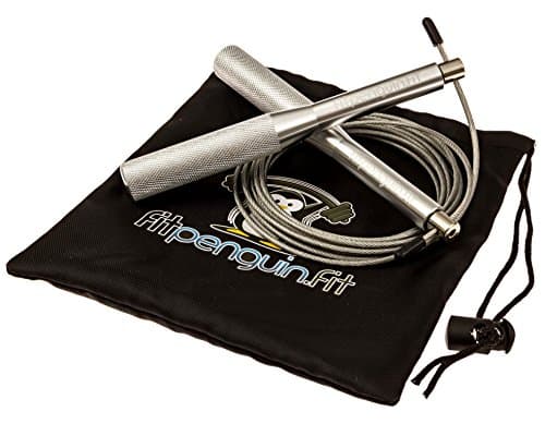 Speed Jump Rope - Seriously Fast and Adjustable Speed Rope for Double Unders - With Spare Cable, Carry Bag and Ebook - by FitPenguin