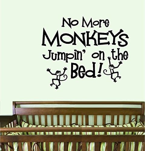 No More Monkeys Dancing on the bed - Wall Decal 18" x 21" Black By: Starlight Decals