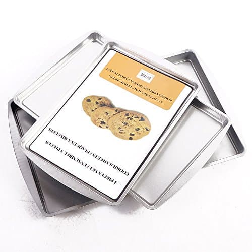 3 Piece Bakeware Jelly Roll Pan - Warp Resistant Nonstick Baking Pan ,Harmless Non-toxic Rectangular Toasting Pan ,Baking Tray,Biscuit Brownie Pan, Easy Clean & Dishwasher Safe