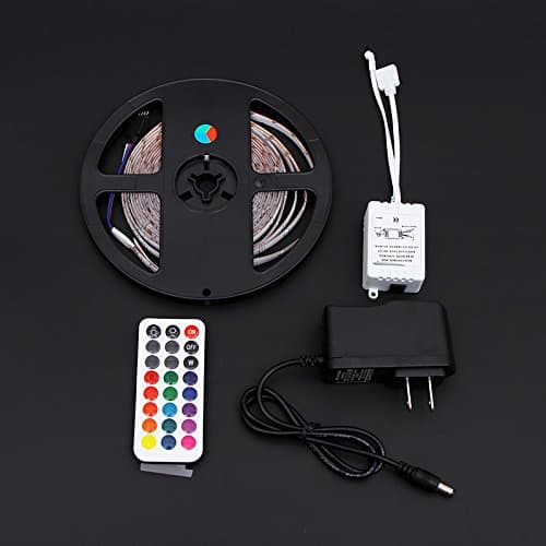Led Strip Light Kit Waterproof 16.4 Ft (5M) 300leds RGB 60leds/m with 24 KeyRemote Control and 12V Power Supply