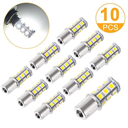 Stripsun Super Bright DC 12V 1156 LED Light Bulb, BA15S 1003 1141 5630 7506 18-SMD Car Interior Light Lamp Bulb for Brake Signal Tail Backup Reverse Lights, RV Camper Light, White (Pack of 10)