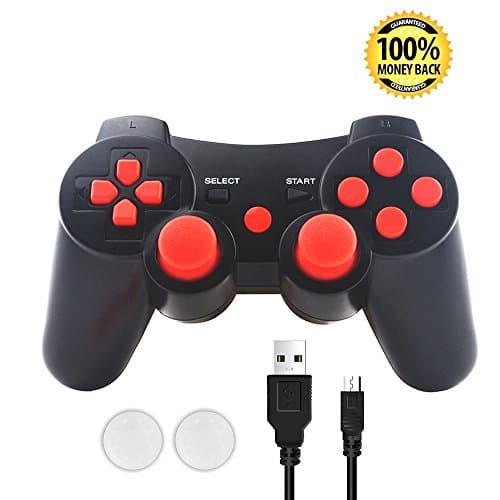 Playstation 3 Wireless Controller,SKILEEN PS3 Wireless Controller DualShock Joystick Gamepad Remote Control Multi-Media Game Joypad for SONY PS3 with Charge Cord( Red)