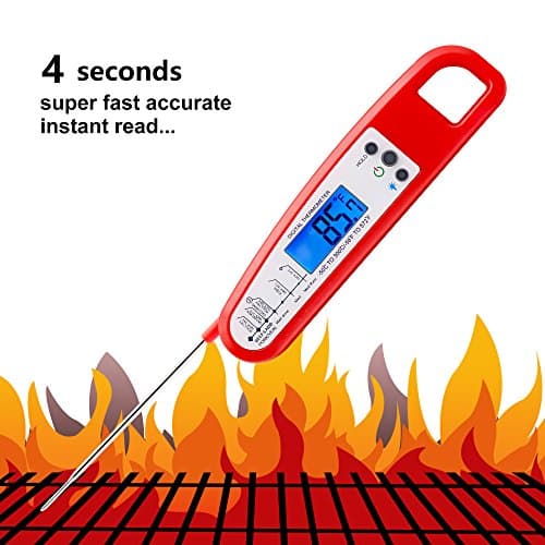 Instant Read Digital Electric Meat Thermometer with Folding Probe Magnet Backlight and Calibration Functions for Kitchen Grill Smoker Candy Milk BBQ