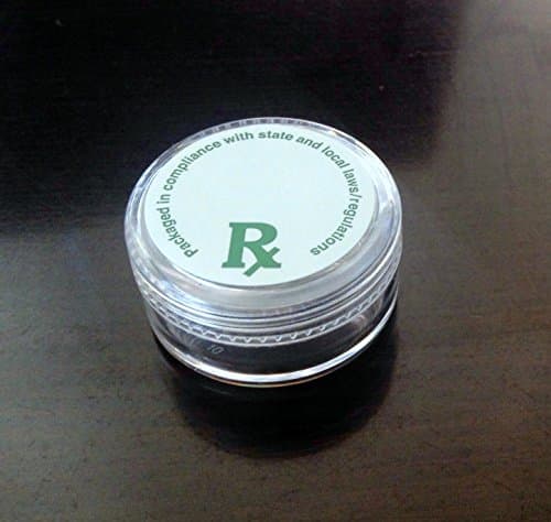25 Concentrate Containers (w/ Rx Labels) - 5ML Plastic Screw Top Wax Dab Marijuana Cannabis All State Compliant