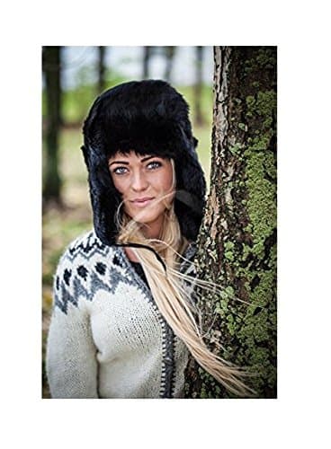 Rabbit Fur Ushanka Winter hat Black