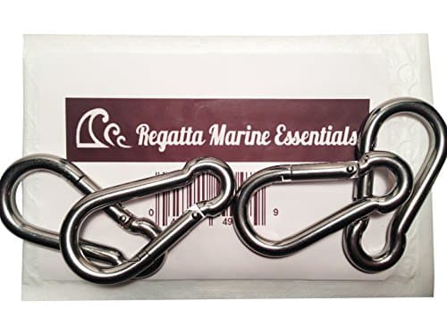 Spring Clip Marine Grade Stainless Steel Snap Hook Pack of 4 by Regatta Marine Essentials (Length: 3-1/8 Inch, Diameter: 5/16 Inch, Opening: 7/16 Inch, Eyelet: 1/2 Inch)