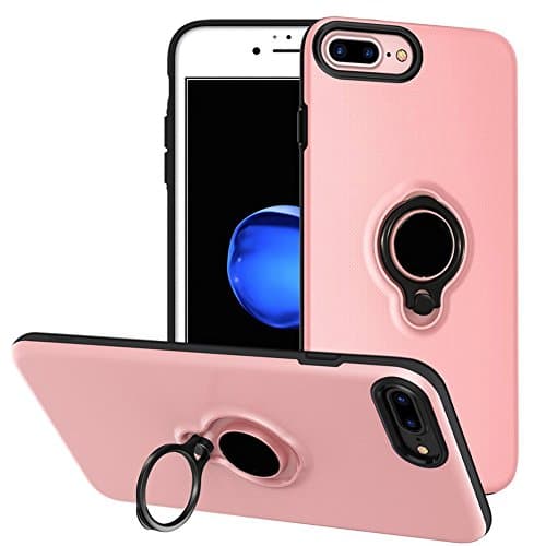 iPhone 6 Plus/6s Plus Battery Case - Veepax Premium 7200mAh Portable Charging Case for 6 Plus&6s Plus&7 Plus&8 Plus Extended Rechargeable Power Bank with Ring Holder Magnet Kickstand - Pink