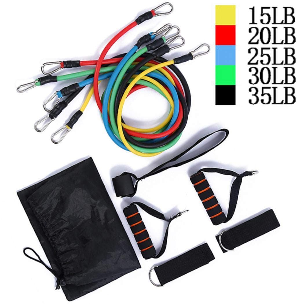 WISDOME Stackable Resistance Bands Set with Door Anchor, Handles, Legs Ankle Straps, Portable Home Gym Accessories, Stackable up to 125 lbs, for Physical Therapy, Home Workouts