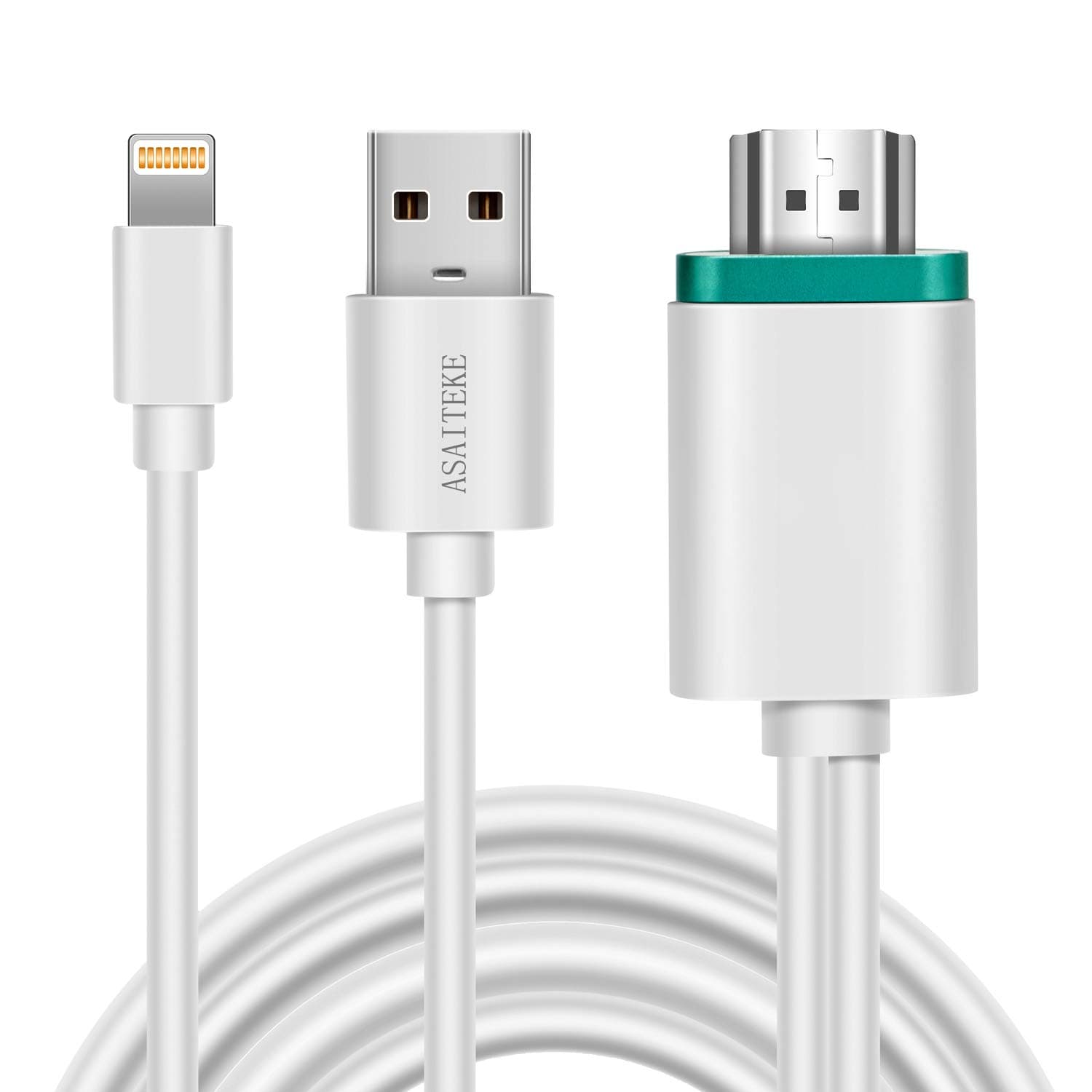 ZIMRIT Compatible with iPhone X 8 7 6 5 iPad iPod HDMI Cable Converter, Digital AV Adapter, Latest Plug and Play 1080P Audio AV Connector (White)