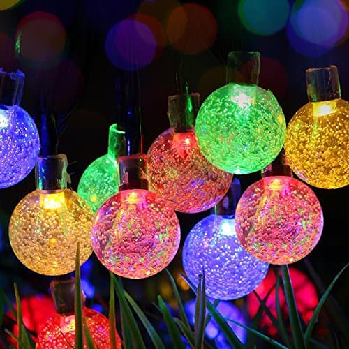 Stoog Ball Solar Led String Lights Globe Bulbs Fairy Bubble Lamp Vintage Starry Decorations for Christmas Tree Wedding Party Garden Bedroom 20 Feet 30 pcs (multicolored-globe)