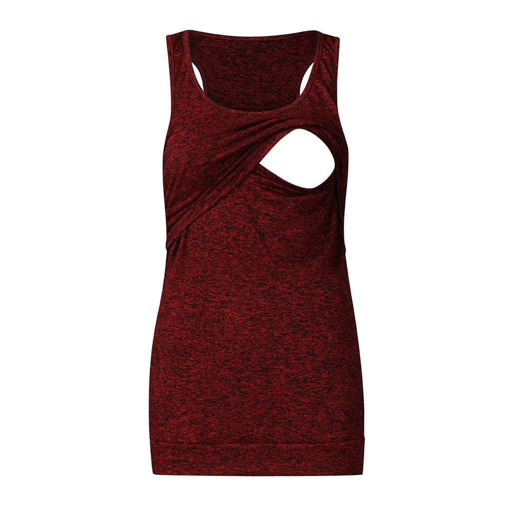 Women's Maternity Layered Nursing Tops Solid Short/Long Sleeve Henley V Neck T-Shirts Breastfeeding Blouse