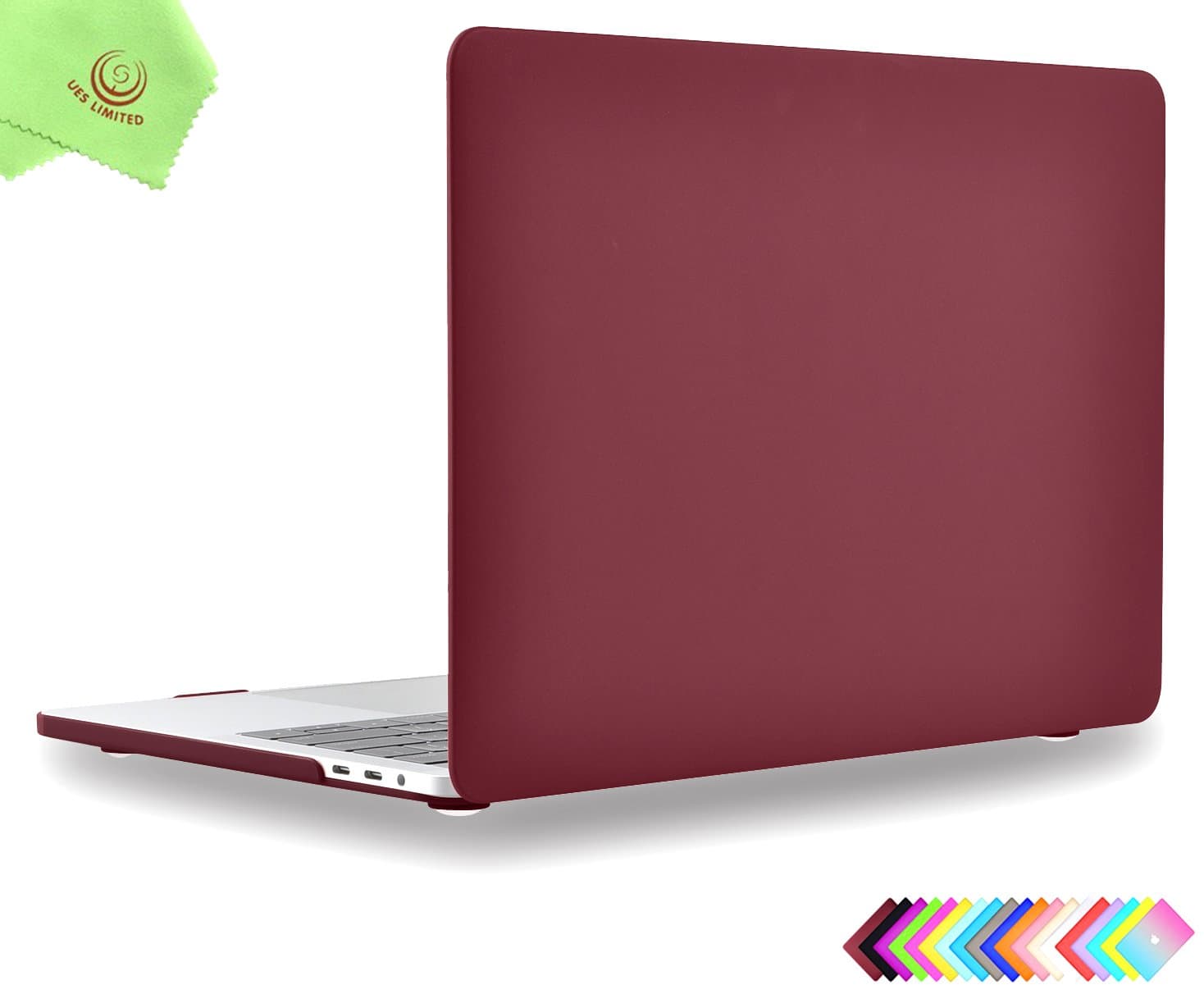 UESWILL MacBook Pro 13 inch Case 2019 2018 2017 2016, Model A2159/A1989/A1706/A1708, Matte Hard Case Cover for MacBook Pro 13 inch (USB-C) with/Without Touch Bar, Wine Red