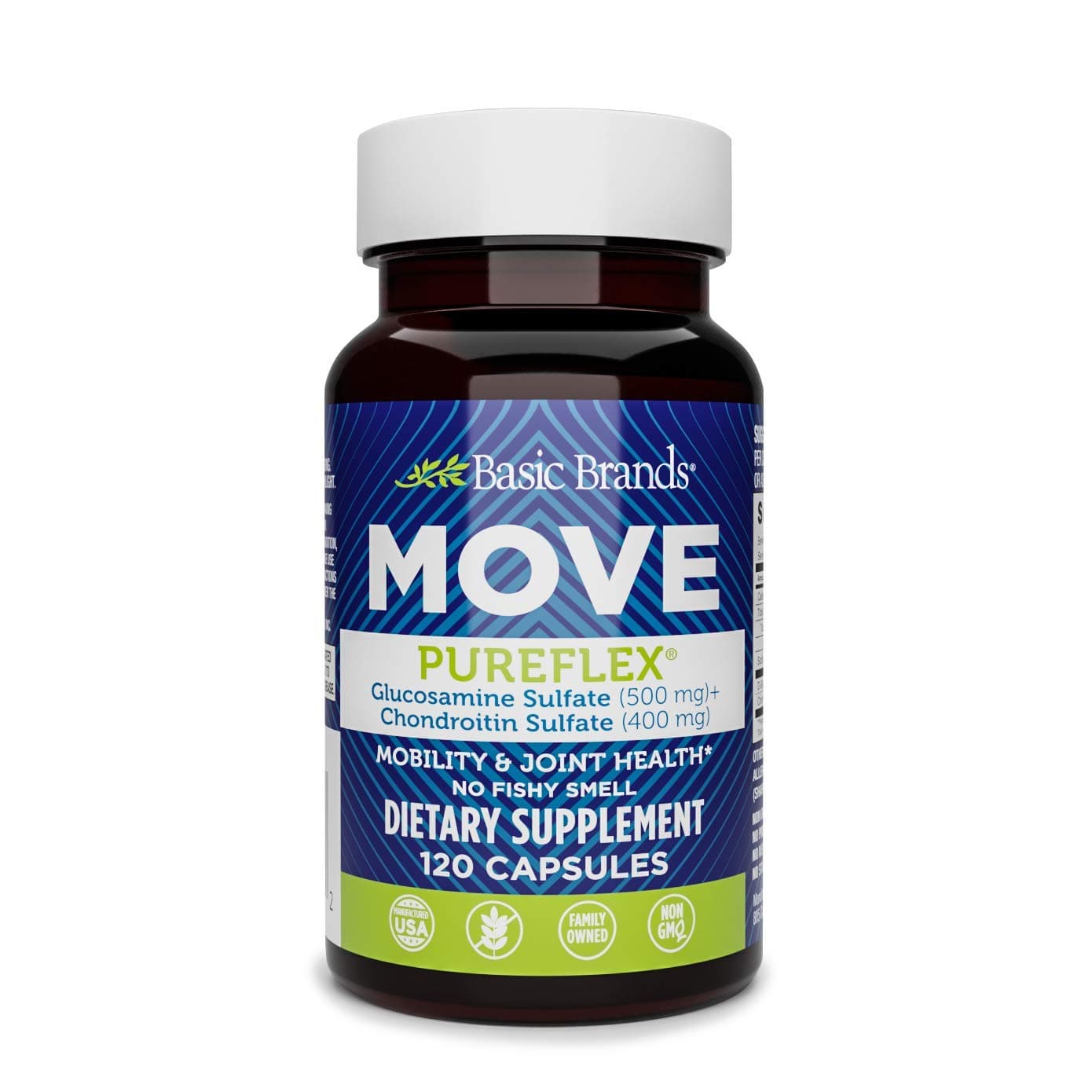 Basic Brands Move Pureflex Glucosamine Sulfate + Chondroitin Sulfate, 120 Count