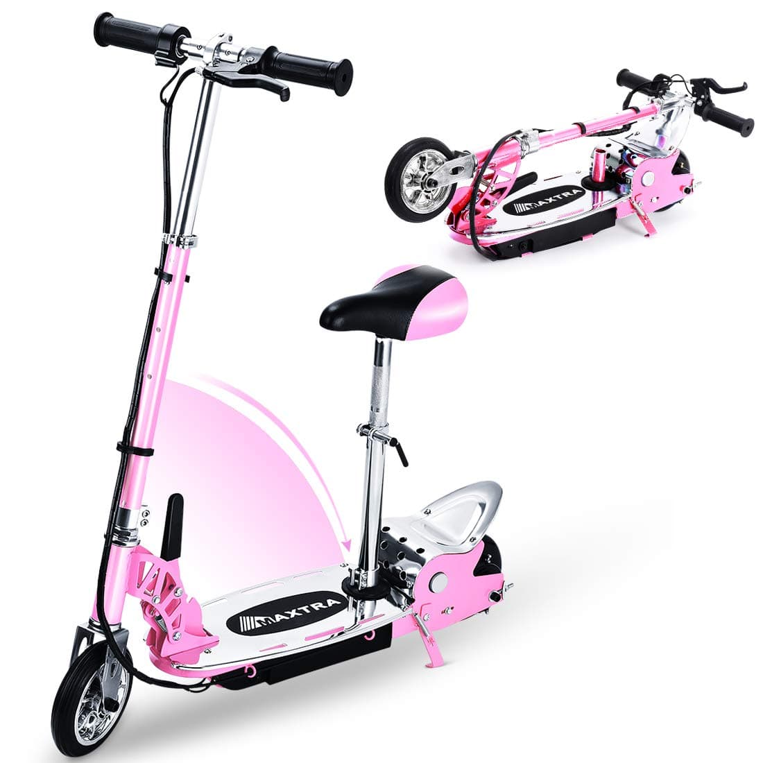 Overwhelming Upgrade E120 Adjustable Handlebar Height and Seat Folding Electric Scooter with Removable Seat for Kids,177lbs Max Weight Capacity No Kick to Start Motorized Scooters, up to 10 mph