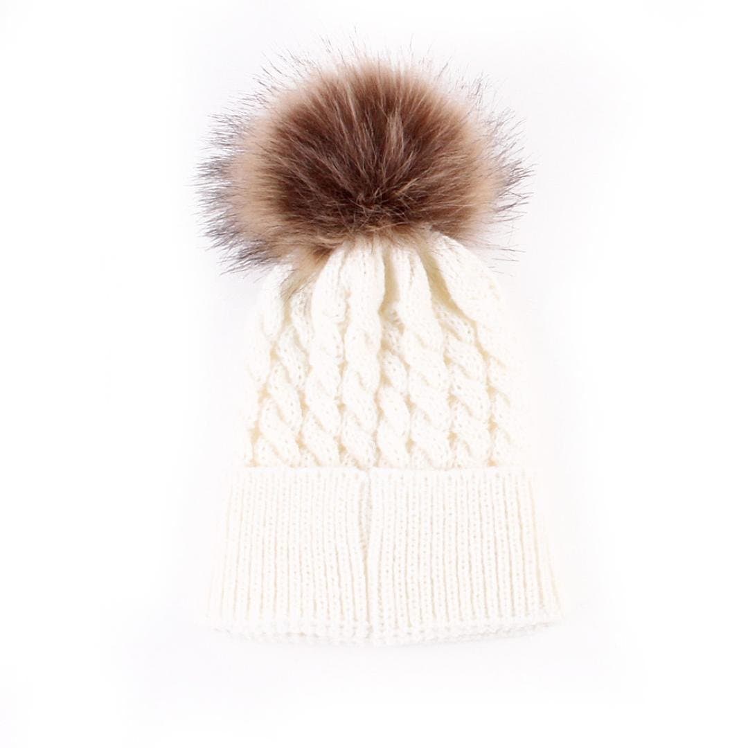 Datework Cute Winter Baby Knitted Wool Hemming Hat (White)