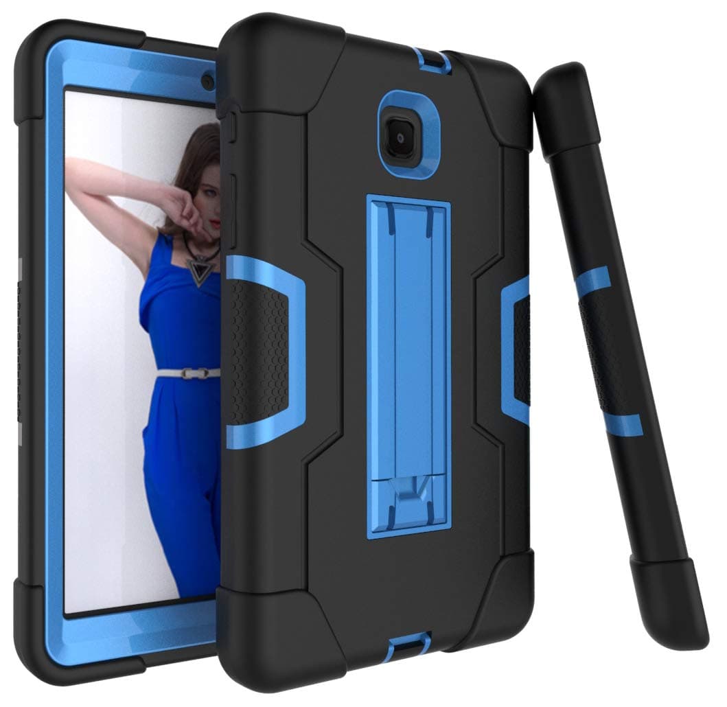 Galaxy Tab A 8.0 case 2018, Bingcok Full-Body Hybrid Shockproof Drop Protection Cover with Kickstand for Samsung Galaxy Tab A 8.0 2018 Model SM-T387 Verizon/Sprint/T-Mobile (Black+Blue)
