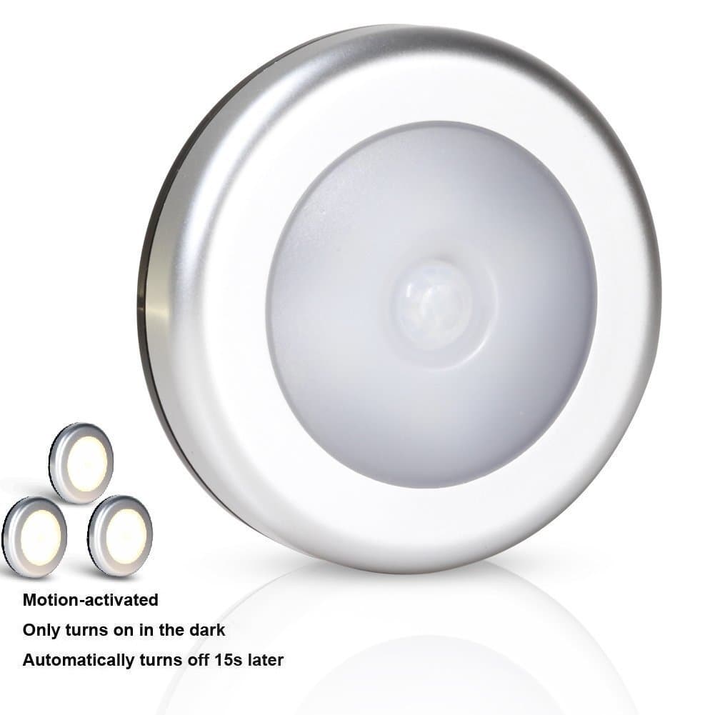 GMH Motion Sensor Night Light Human Body Induction Lamp Battery Powered LED Wireless Night Light Wall Light for Hallway Closet Stairs Bathroom Bedroom Kitchen (White)