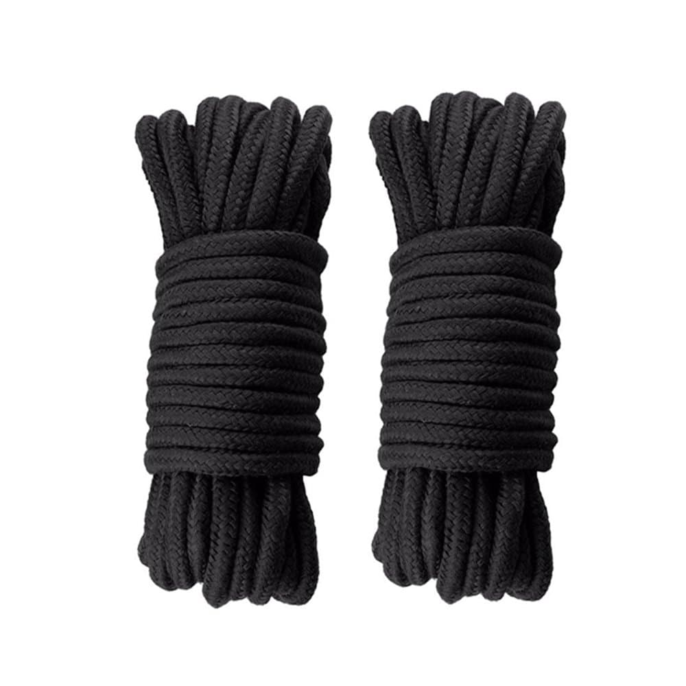 Soft Cotton Rope 2 Pack 32 Feet Durable Long Ropes 1/3 Inch Diameter Knot Tying Rope Thick Packaging String (2 Pack,Black)
