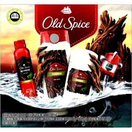 Old Spice TIMBER 4 Piece Gift-Set 2-DEODORANT, BODY SPRAY, BODY WASH