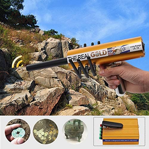 Adults Metal Detector Detecting with High Sensitivity, AKS Long Range Metal finder 6 Antennas Plastic Carry Case for Gold Silver Gem Diamond Pinpoint