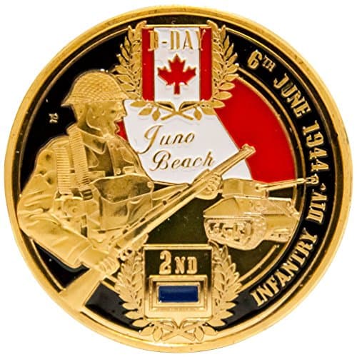 WWII D-DAY Challenge Coin Badge Printed Juno Beash
