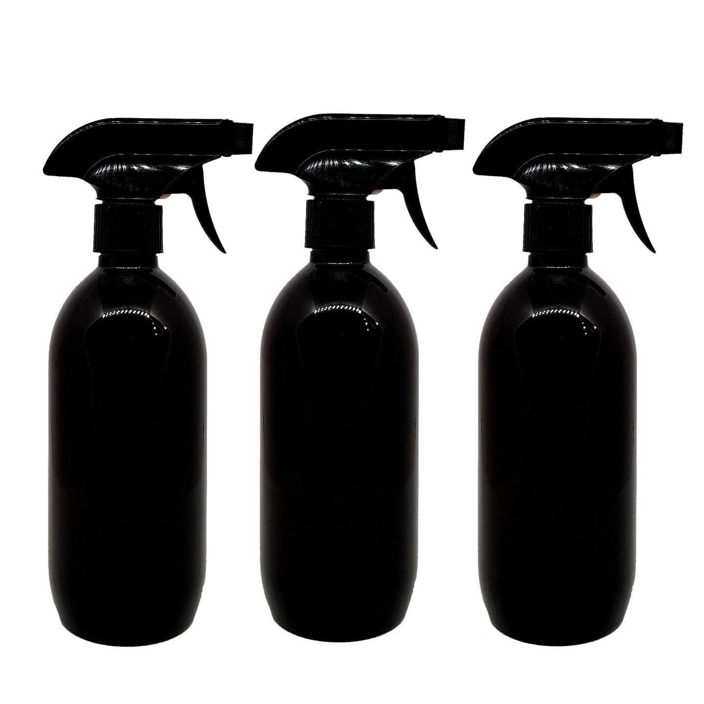 DetailedOnline 3x 500ml Empty Plastic Gloss Black Trigger Bottle Car Cleaning Spray Pet Beauty