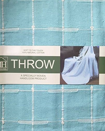 DUCK EGG BUTTON CHECK 100% COTTON CHAIR THROW BEDSPREAD 50x60 INCHES