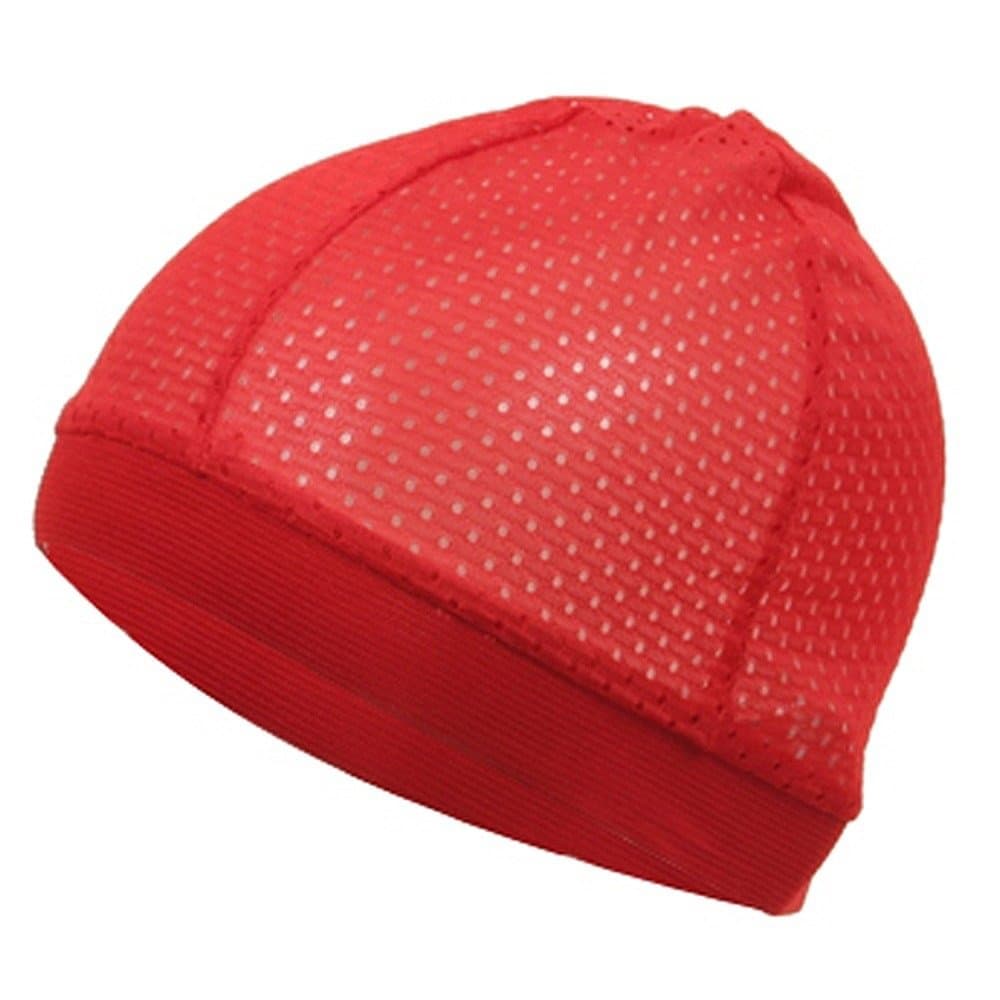 Titan Classic Cool Mesh Dome Cap (New Design) - Red, Breathable, superior stretch, stretchy, stretchable, elastic band, reinforced band, polyester, one size, cap