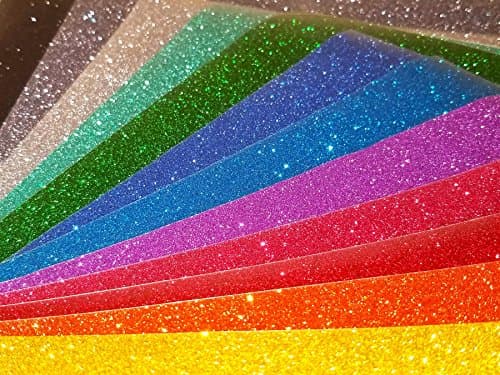 Glitter Heat Transfer Vinyl HTV, 12 Color Bundle Pack (9.8 x 9.8 Inch Sheets) By ARIITAYE - Easy Use With Heat Press Machine And Iron On For T Shirts