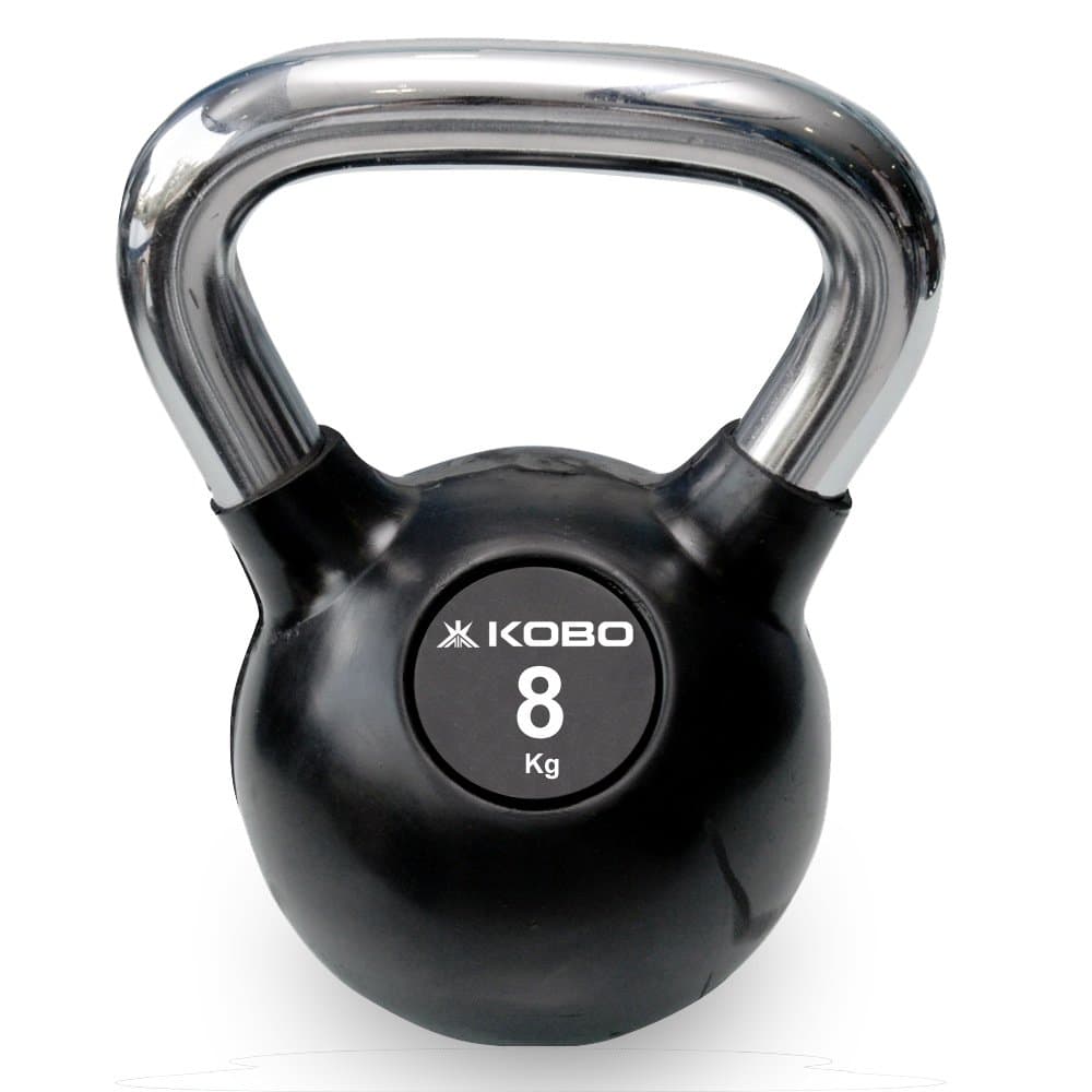 Kobo Kettlebell Rubber Coated Cast Iron with Chrome Handle for Strength Training and Conditioning Fitness and Cross-Training