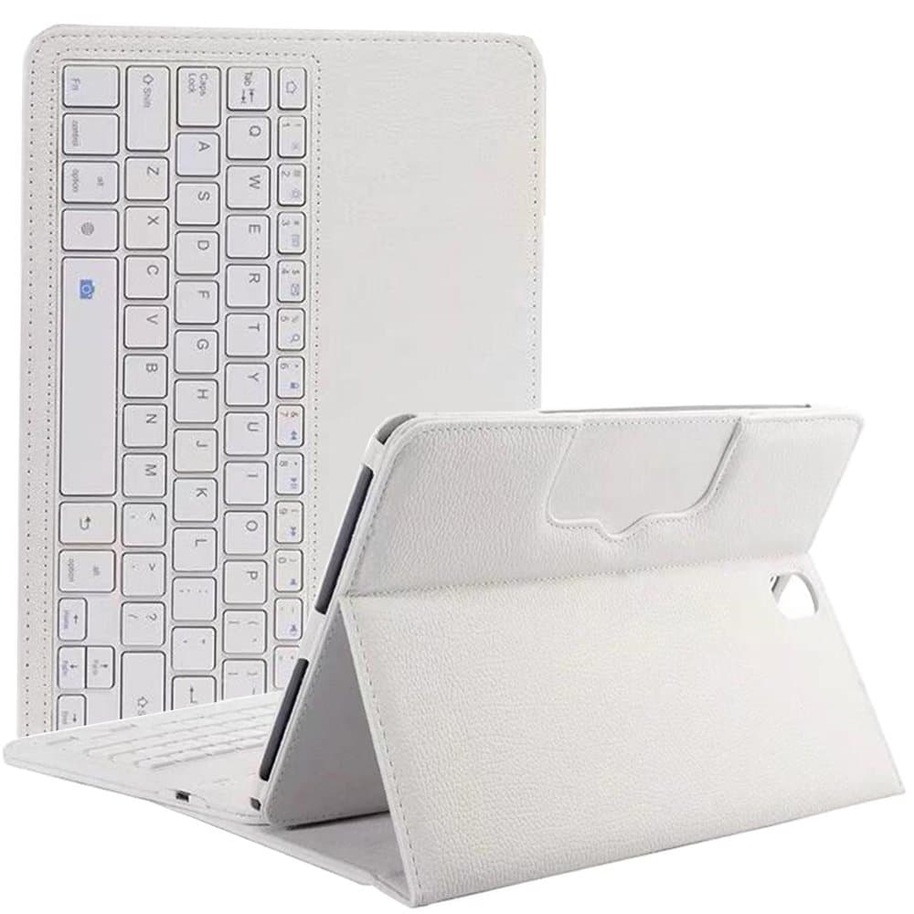 Tab S3 Keyboard Case,Genjia Ultra-Slim PU Leather Shell Impact Resident Flip Folio Cover with Detachable Wireless Bluetooth Keyboard Support Selfie for Samsung Galaxy Tab S3 9.7 inch–T820/T825 - White