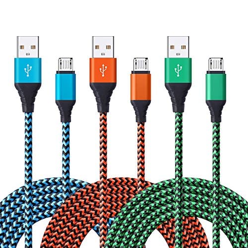 Galaxy S7/ S6 Edge Charger, Micro USB Cable, CIQILY 3-Pack 6Ft Braided Long Cord Fast Charging Cable for Samsung Galaxy S7 S6 Edge S4, Note 5, Moto G5 Plus, LG G4 G3, HTC, PS 4, Android