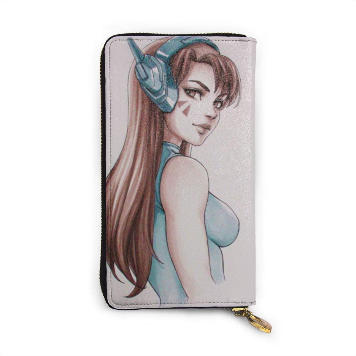 Overwatch D.VA Wallet RFID Blocking Genuine Leather Wallet Zip Around Card Holder Organizer Clutch