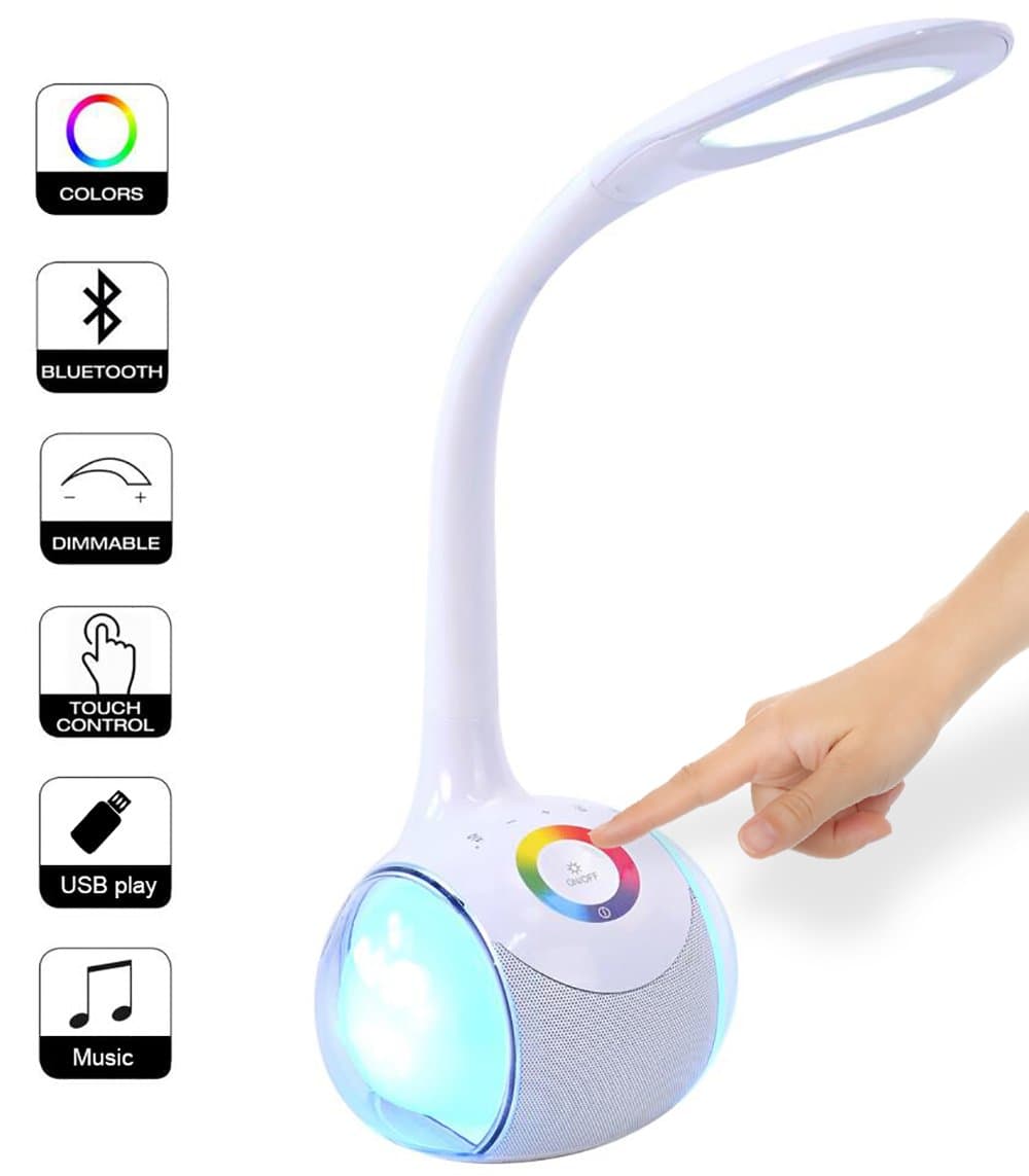 WamGra Night Light Bluetooth Speaker with Colors Portable Bedside Lamp Speakers Dimmable Touch Sensitive Bedside Table Light with USB Charging Port Phone/USB Disk Supported