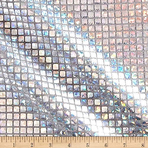 Faux Sequin Hologram Square Mesh Silver