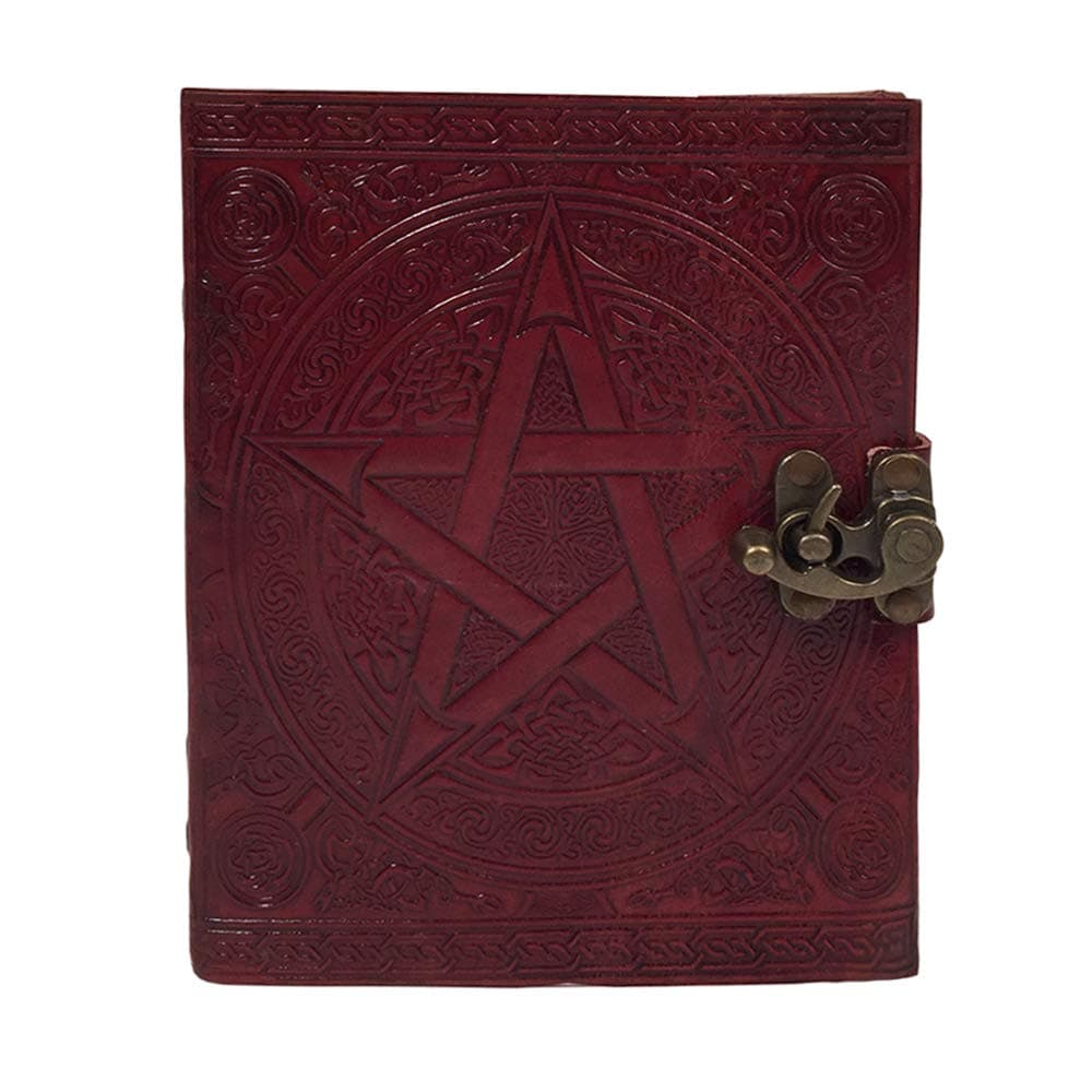 Leather Journal Pentagram Pentacle Embossed Handmade Notebook Brown Witchcraft Wicca Pagan Notebook Book of Shadows Personal Organizer Daily Planner Office Supplies Handbook Sketchbook 5 x 7 inches